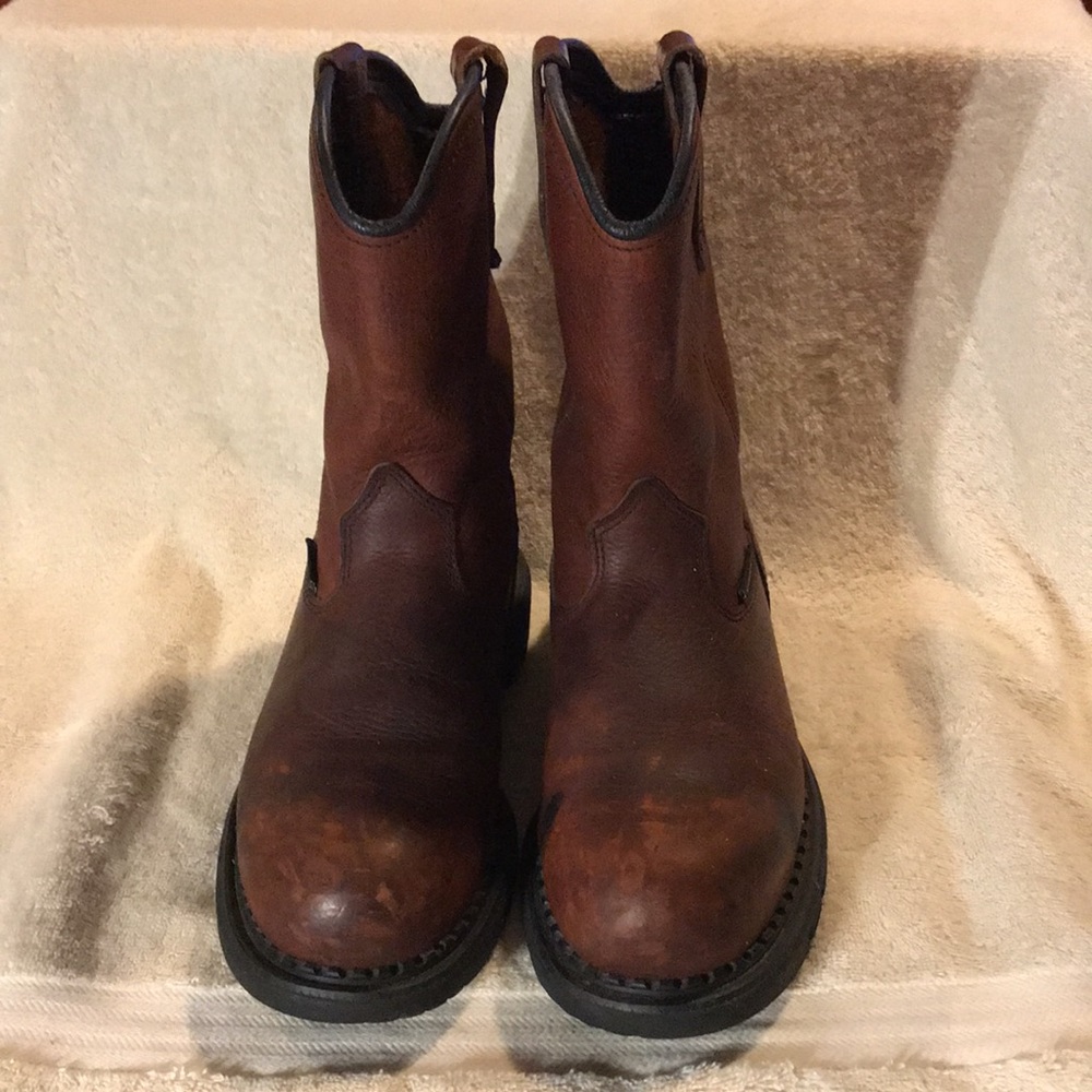 Red Wing Boots Pecos Dyna Force Sz. USA 8D Brown Leather Steel Toe Pull On Style